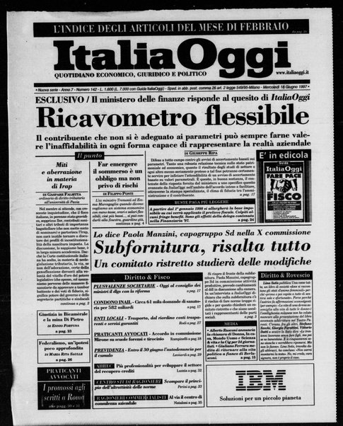 Italia oggi : quotidiano di economia finanza e politica